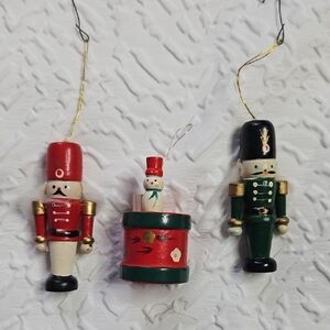 Festive Nutcracker Ornaments Set Of 3  Piece Wooden